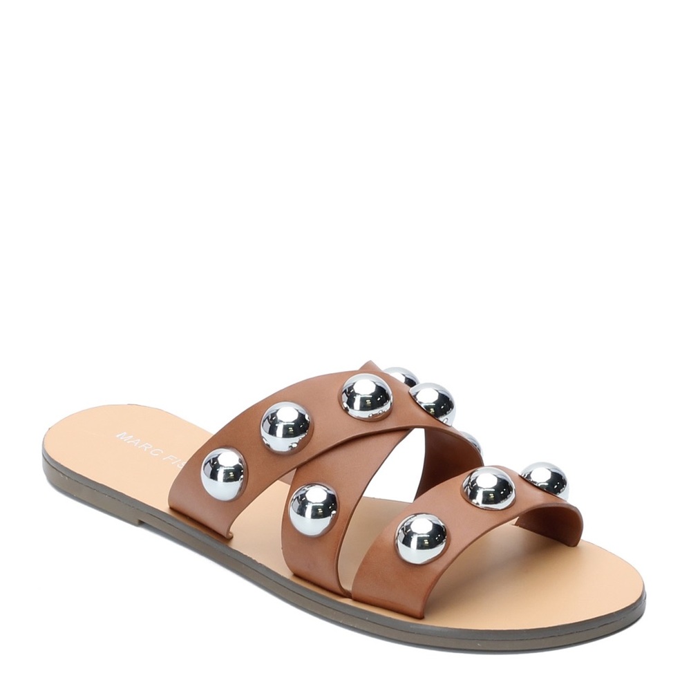 Marc Fisher Bryte Brown Embellished Slip On Sandals size 8 NWOT